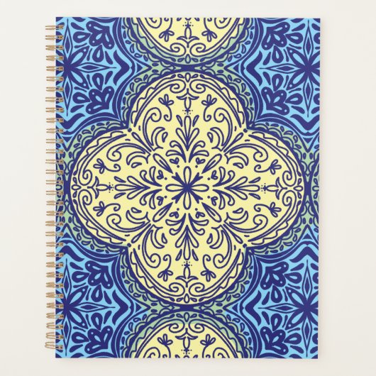 Boho Blauw & Goud Tegel Planner (Voorkant)
