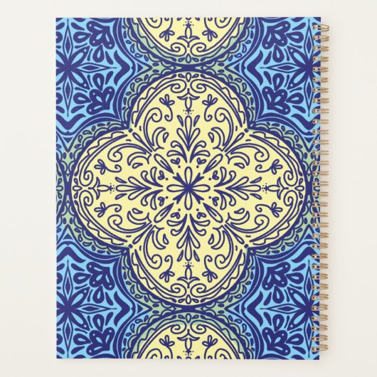 Boho Blauw & Goud Tegel Planner (Achterkant)