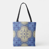 Boho Blauw & Goud Tegel Tote Bag (Achterkant)