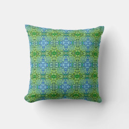 Boho  Blauw Groen Bloempatroon Omkeerbaar Kussen