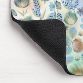 Boho Blauw Groen Whimsical Bloem Botanisch Muismat (Hoek)