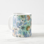 Boho Blauw Groen Whimsical Bloemige Botanische Koffiemok (Voorkant links)