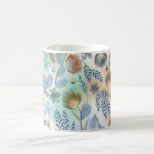 Boho Blauw Groen Whimsical Bloemige Botanische Koffiemok (Center)