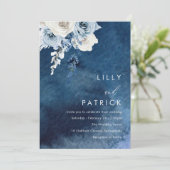 Boho Blauw Navy Waterverf Spetterende Trouwdag Kaart (Staand voorkant)