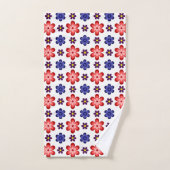 Boho Blauw Paarse Rode Bloemen Bad Handdoek Set (Handdoek)