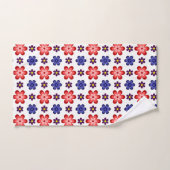 Boho Blauw Paarse Rode Bloemen Bad Handdoek Set (Handdoek)