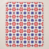 Boho Blauw Paarse Rode Bloemen Medium Sherpa Dekbe Deken (Voorkant)