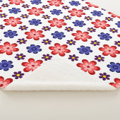 Boho Blauw Paarse Rode Bloemen Medium Sherpa Dekbe Deken (3/4)