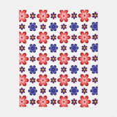 Boho Blauw Paarse Rode Bloemen Middelgrote Fleece Deken (Voorkant)