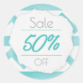 Boho blauw patroonwinkel promotie verkoop sticker (Voorkant)