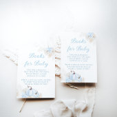 Boho Blauw Pompoen Herfst Baby shower Boek Informatiekaartje