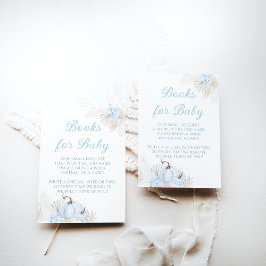 Boho Blauw Pompoen Herfst Baby shower Boek Informatiekaartje