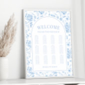 Boho Blauw Porselein Bloemen Bruiloft Zitkaarten Poster