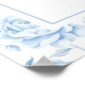 Boho Blauw Porselein Bloemen Bruiloft Zitkaarten Poster (Hoek)