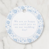 Boho blauw porselein bloemenbruiloft dank u bedankjes labels (Achterkant)