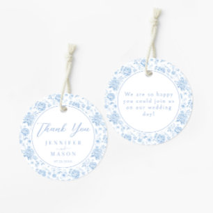 Boho blauw porselein bloemenbruiloft dank u bedankjes labels