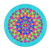 Boho blauw roze geel mandala snijplank (Voorkant)