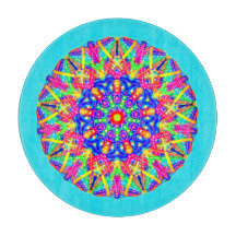 Boho blauw roze geel mandala snijplank