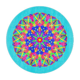 Boho blauw roze geel mandala snijplank