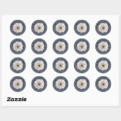 Boho blauw & wit bloemen bruiloft favor ronde sticker (Vel)