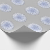 Boho Blauw Wit Paardebloem Wildbloem Wiet Grijs Cadeaupapier (Hoek)