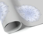 Boho Blauw Wit Paardebloem Wildbloem Wiet Grijs Cadeaupapier (Rol Hoek)