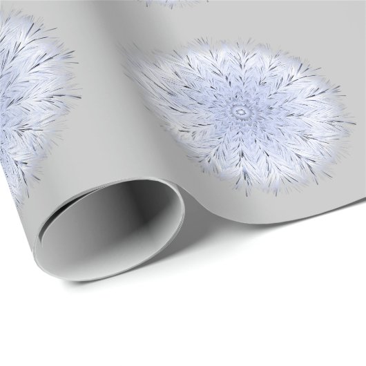 Boho Blauw Wit Paardebloem Wildbloem Wiet Grijs Cadeaupapier (Rol Hoek)