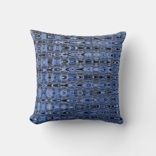 Boho Blauw Zwart Grijs Millefiori Zig Zag Mozaïek Kussen