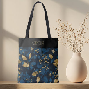 Boho Blauw Zwart trendy chic Tote Bag