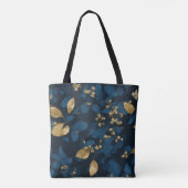 Boho Blauw Zwart trendy chic Tote Bag (Achterkant)