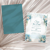 Boho Blauwe Bloem Boog Strand Save the Date Kaart
