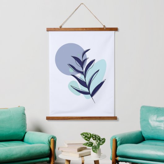 Boho blauwe bloem hangend wandkleed (Woonkamer)