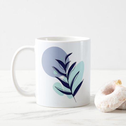 Boho blauwe bloem koffiemok (Met donut)