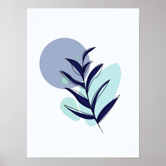 Boho blauwe bloem poster (Voorkant)