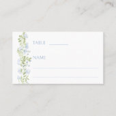 Boho blauwe bloem rustieke bruiloft Flat Place Car Plaatskaartje (Voorkant)