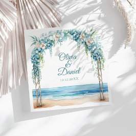 Boho Blauwe Bloemboog Strand Bruiloft Servet