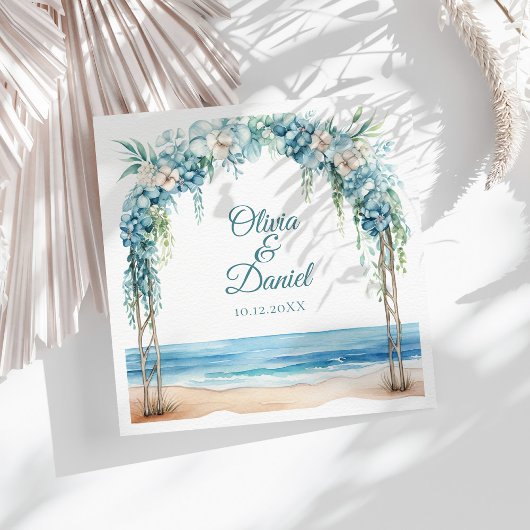 Boho Blauwe Bloemboog Strand Bruiloft Servet