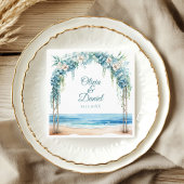 Boho Blauwe Bloemboog Strand Bruiloft Servet