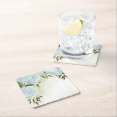 Boho blauwe bloemen groene bladeren botanische kartonnen onderzetters (Insitu)