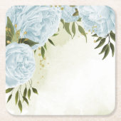 Boho blauwe bloemen groene bladeren botanische kartonnen onderzetters (Voorkant)