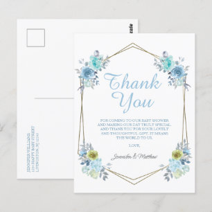 Boho Blauwe Bloemen Het is een Jongen Baby Shower Briefkaart