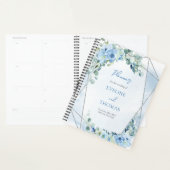 Boho blauwe bloemeneucalyptus en zilveren glitter planner (Display)