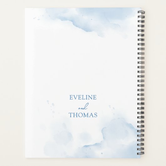 Boho blauwe bloemeneucalyptus en zilveren glitter planner (Achterkant)