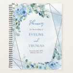 Boho blauwe bloemeneucalyptus en zilveren glitter planner<br><div class="desc">Geniet van de etherische schoonheid van deze boho blauwe bloemeneucalyptus en zilveren glitterplanner, een boeiende metgezel voor uw bruiloftsfeesten. De boeiende cover bevat een betoverend tapijt van weelderige blauwe bloemen, delicate eucalyptusbladeren en glinsterende zilveren glitter die een lucht van bohemien elegantie uitstraalt. Het ingewikkelde ontwerp legt moeiteloos de essentie vast...</div>