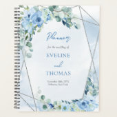 Boho blauwe bloemeneucalyptus en zilveren glitter planner (Voorkant)