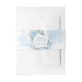 Boho blauwe bloemeneucalyptus en zilveren glitter uitnodigingen wikkel (Voorkant Voorbeeld)