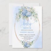 Boho blauwe bloemige babyshower uitnodiging voor i (Voorkant)
