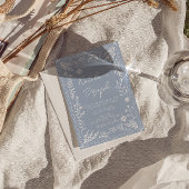 Boho Blauwe Bloemige Botanische All-in-één Trouwfe Kaart