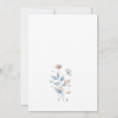Boho Blauwe Bloemige Bruiloft Kaart (Achterkant)