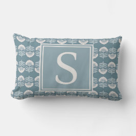 Boho Blauwe Bloemige Monogram Kussen